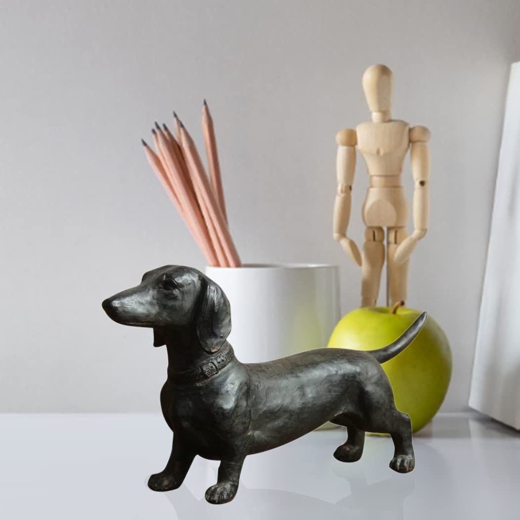 Statues Dachshund Ornament Standing Sausage Dog Statue Resin Standing Dog Lover Gift for Garden Decoration — image 2