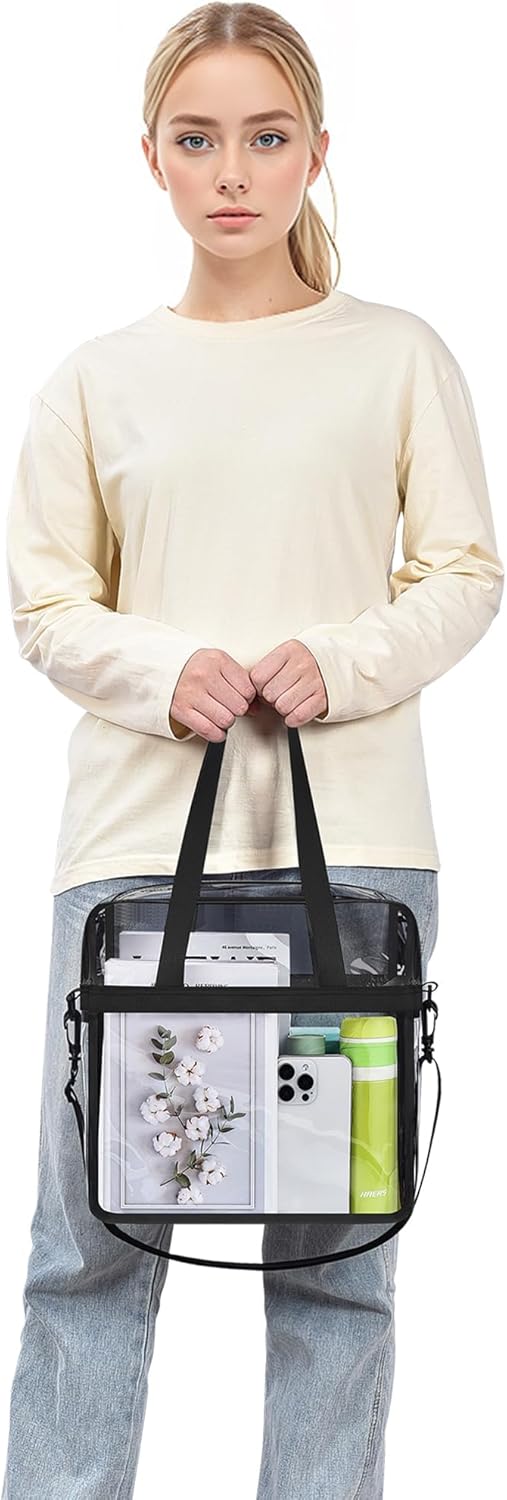 Clear Tote Bag for Stadium Events, 12x6x12 Transparent Stadium Bag for Work, Sports Games,Gym，Concerts — image 2