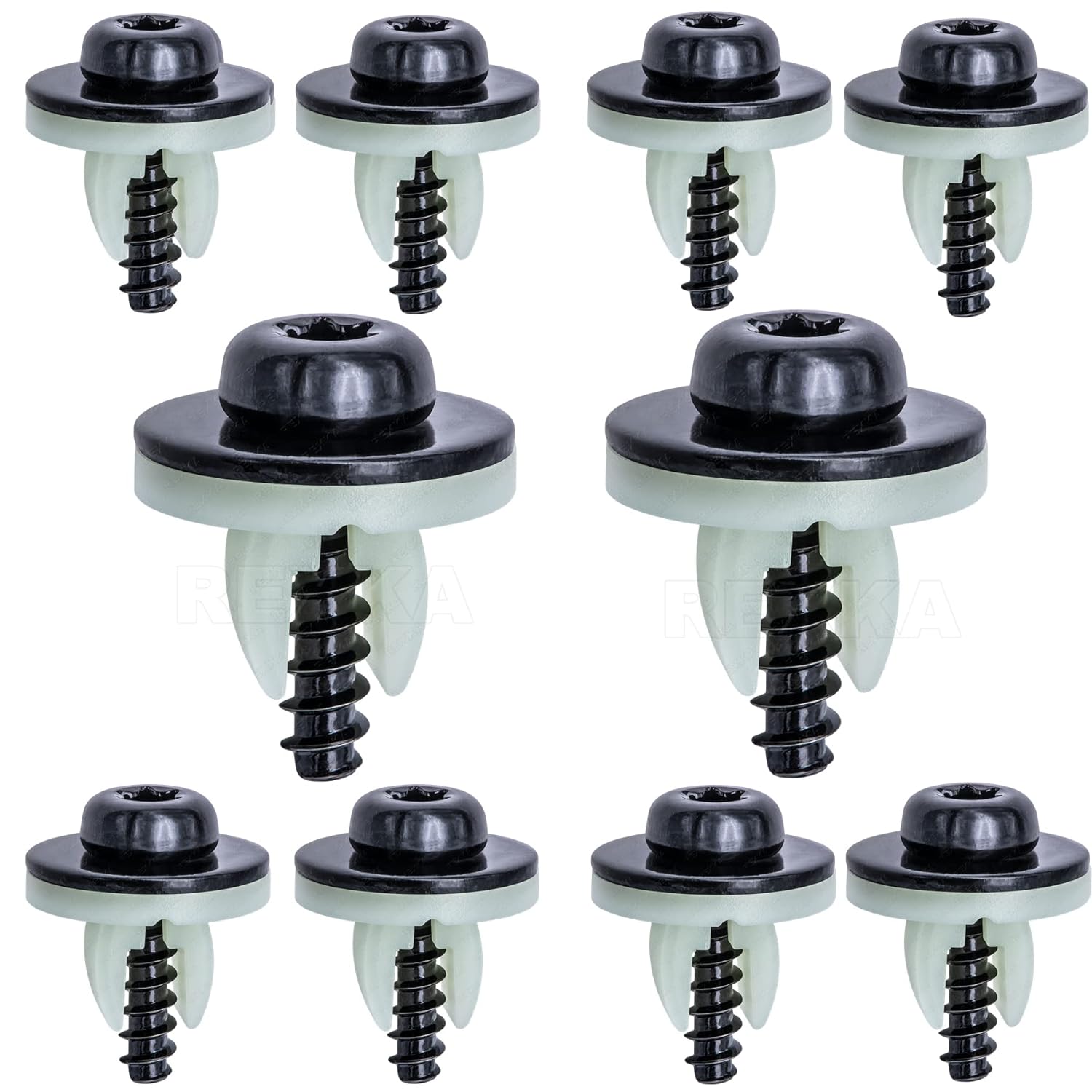 Rexka 10 Sets Engine Splash Shield Screws for Ford - T30 Torx Head Bolts and Grommets for Undertray Engine Fender Liner Deflector Grille for Ford Escape F-150