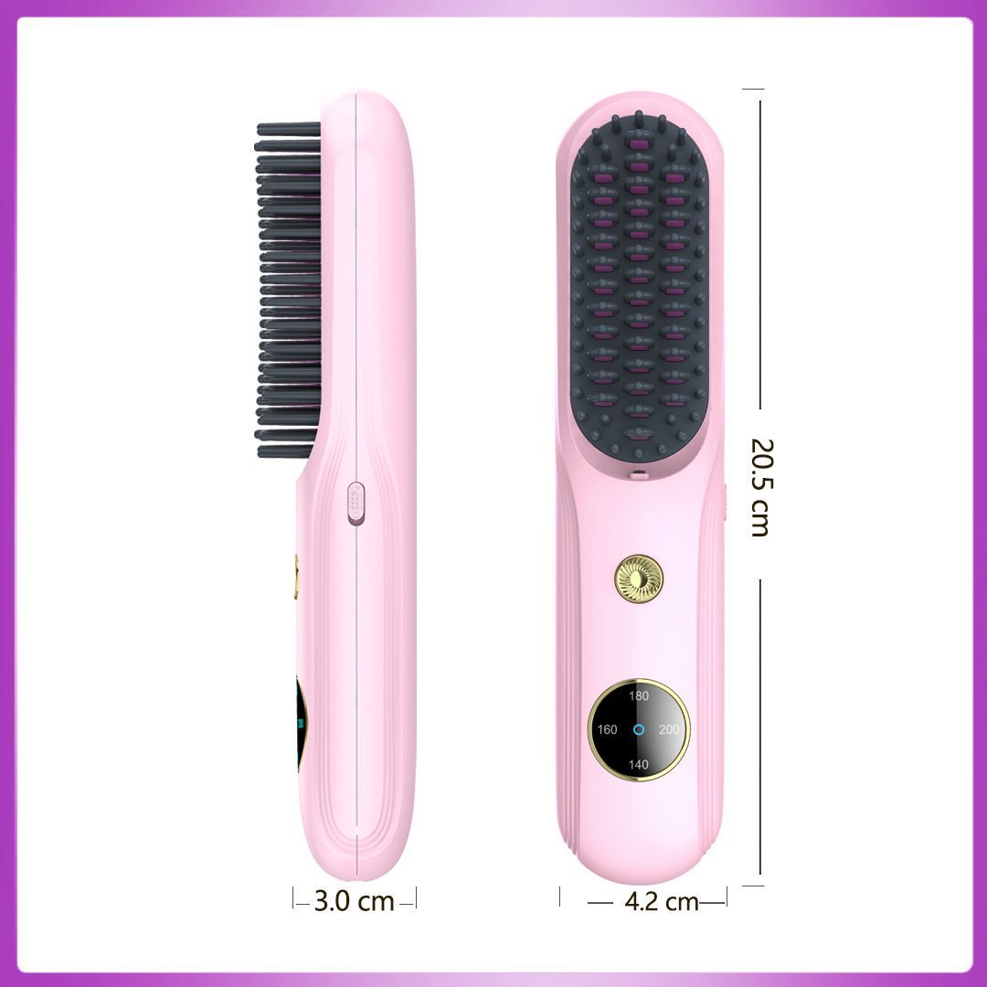 Cordless Hair Straightener Brush, Portable Mini Ionic Hair Straightener with Titanium Plates, USB Rechargeable Travel Straightening Comb for Short, Wavy Hair โ image 3