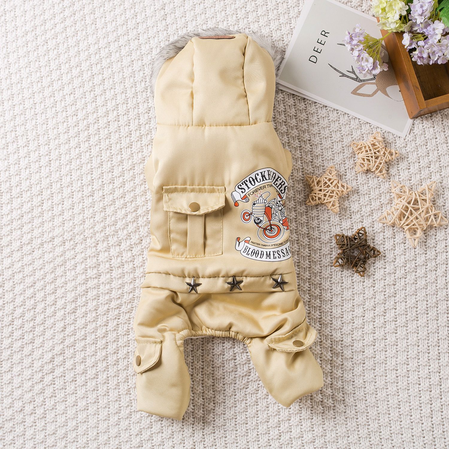 Qi Pet Dog Clothes Thickened Four Legged Warm Locomotive hand khakis — image 4