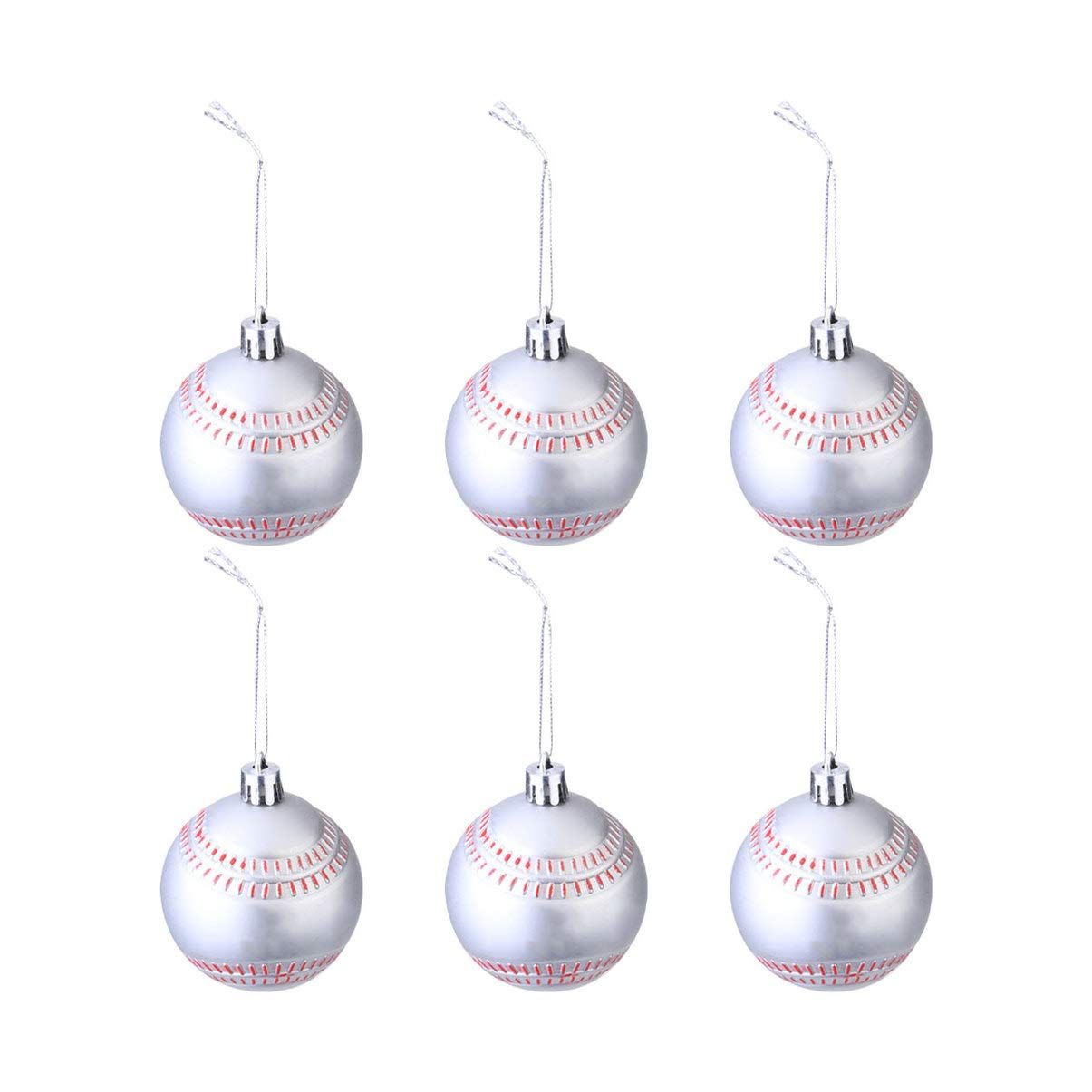 Hanging Baseball Ornaments, 6 Pcs Tree Hanging Ball Baseball Balls Ornaments for Sport Party Decor |6 × 5 × 5CM