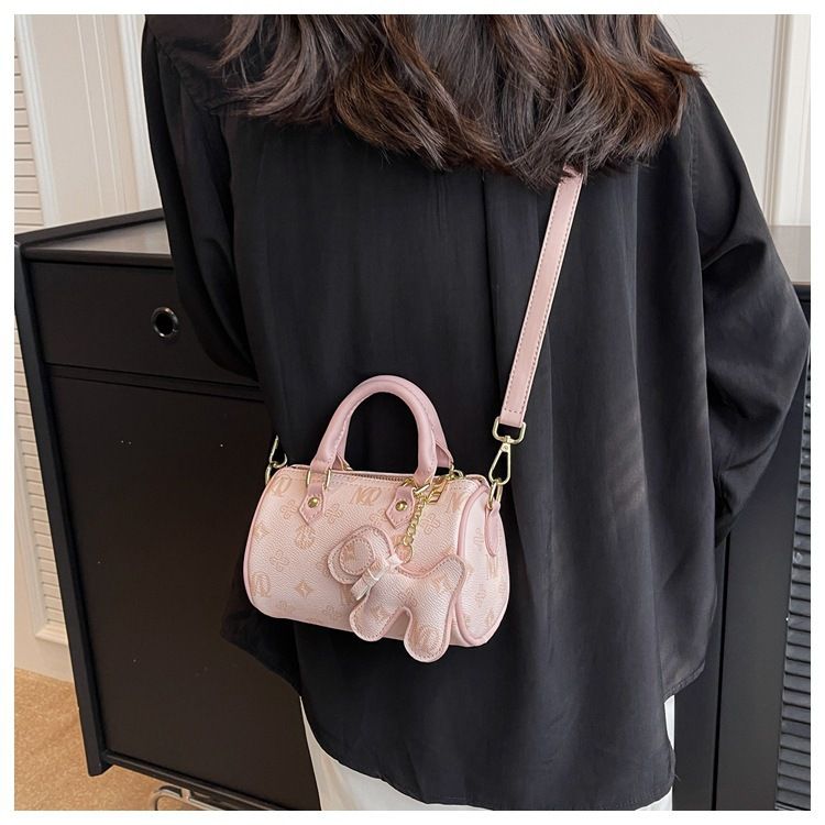Classic Monogram Pillow Bag: Premium PU Leather with Luxe Feel, Cute Pet Charm for a Playful Touch, Compact Size Fits Phone, Multiple Carry Ways, Versatile for — image 3