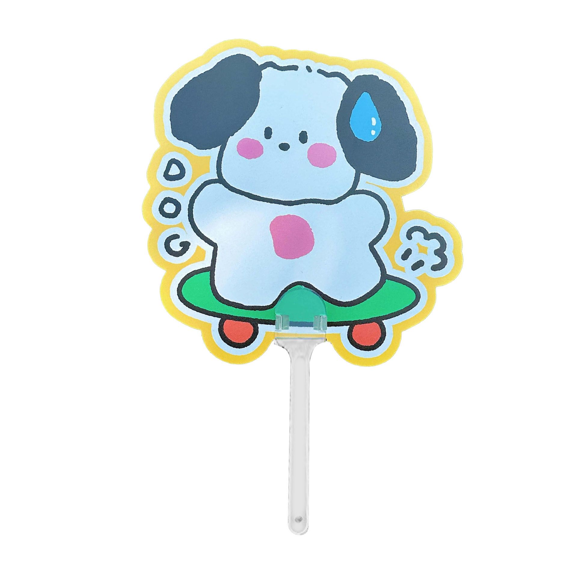 Hand Fan Cute Skateboard Puppy Pattern Plastic Energy Saving Handheld Cooling Fan for Summer Advertising