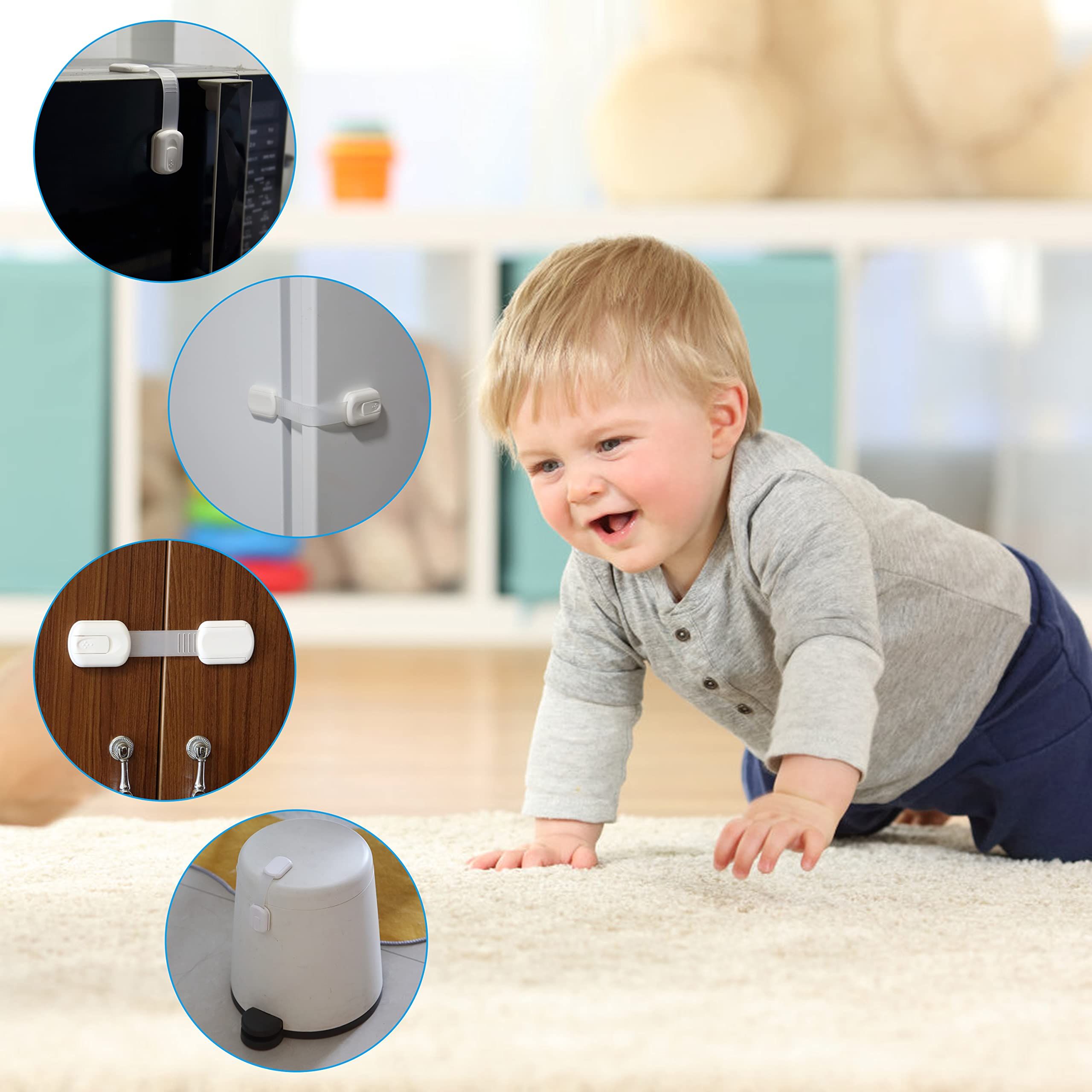 Child Safety Cabinet Locks - (6 Pack) Baby Proofing Latches to Drawer Door Fridge Oven Toilet - Adjustable Strap No Drill No Tool โ image 2