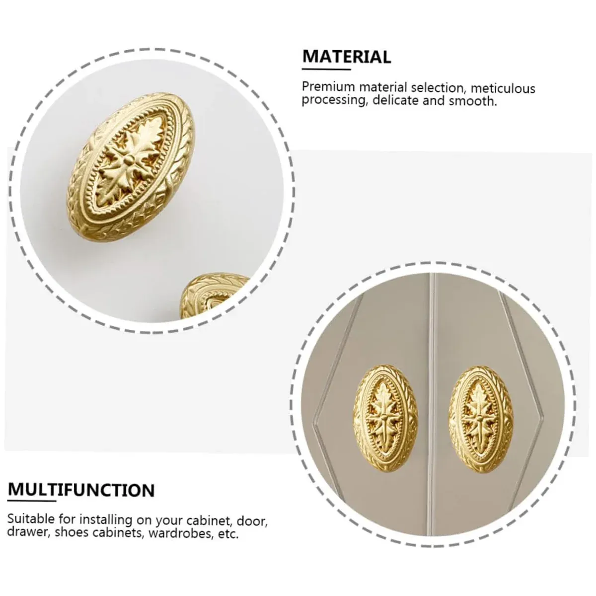 French Cabinet Door Handles Oval Shape Retro Style 2 Colours for Drawer Wardrobe - Silver — image 6