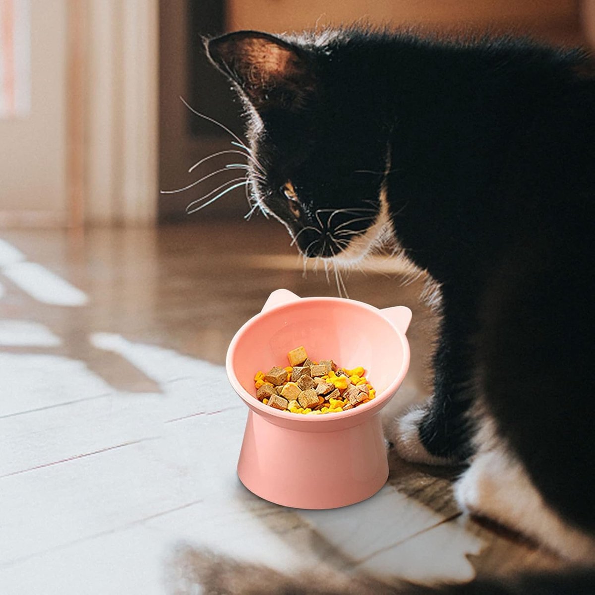 Cat bowl - Non-slip feeder - Tilting bowl - Anti-vomiting - Angled design - Blue - Perfect for cats - Indoor use - Pet accessories - Pink — image 5