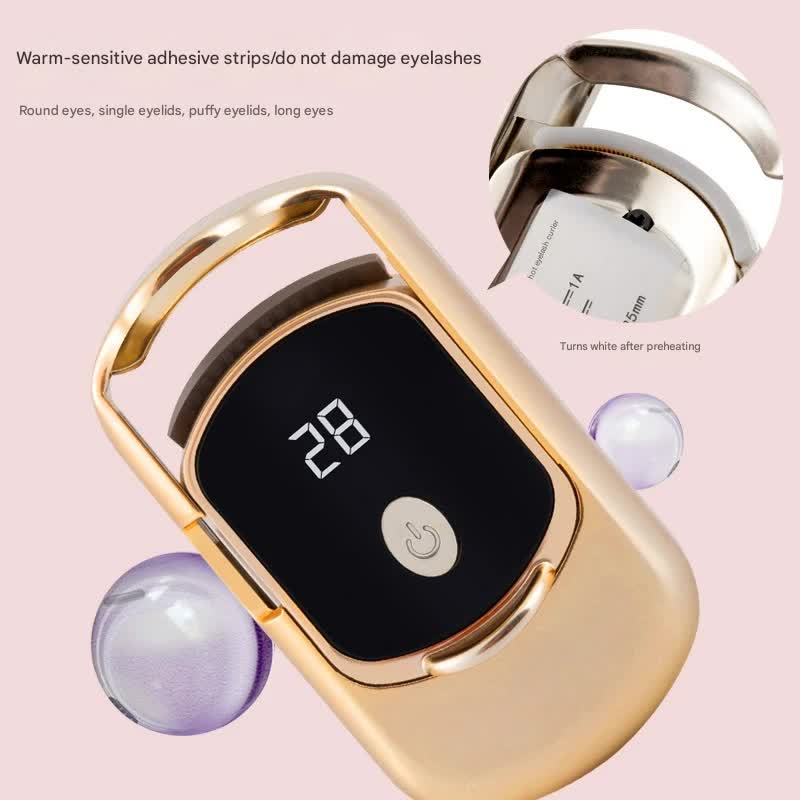 2pc Rechargeable Electric Heated Eyelash Curler - 55C Constant Temperature, LED Display, Gentle Curling(Rose Gold) โ image 4
