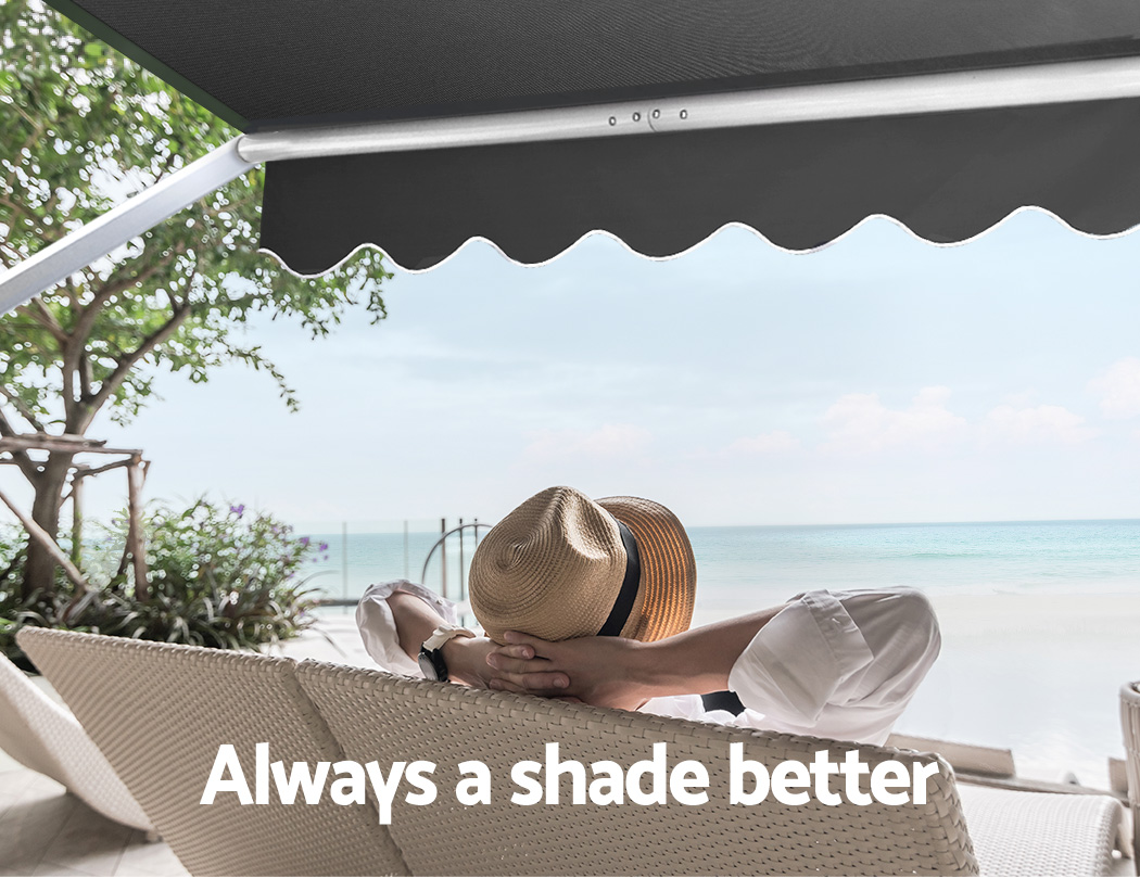 Instahut Window Fixed Pivot Arm Awning Patio Outdoor Blinds Retractable 2.8X2.1M โ image 4