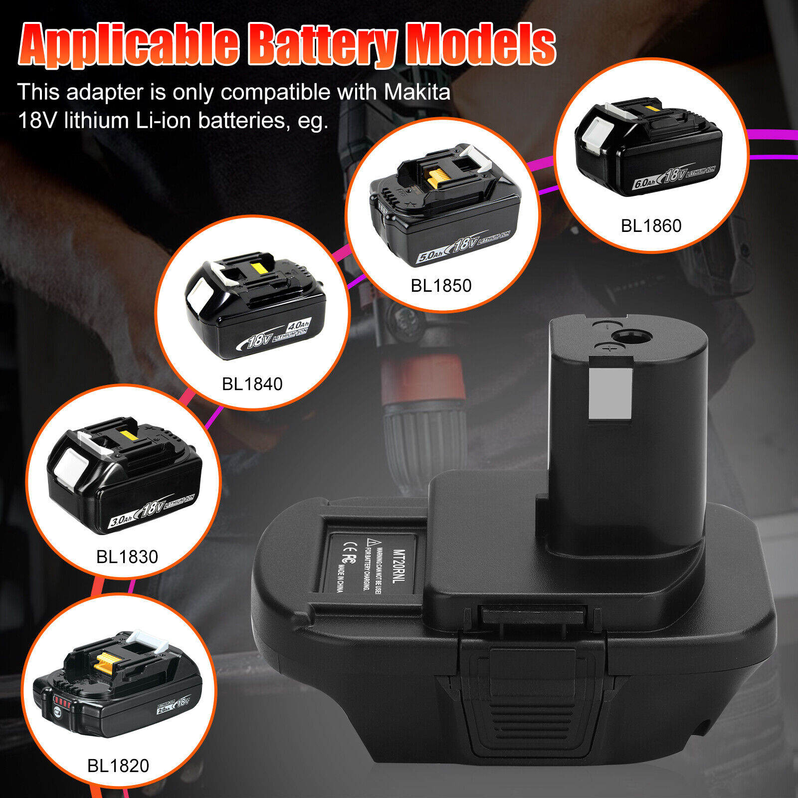 Battery Adapter MT20RNL for Makita Li-ion Batteries Convert to Ryobi 18V Tools — image 5