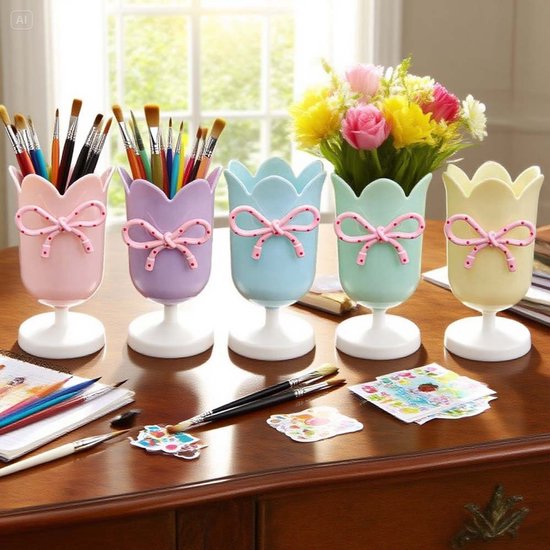 Tulip-shaped pen holder - pen rack - creative desk decoration - refined (Purple) — image 2