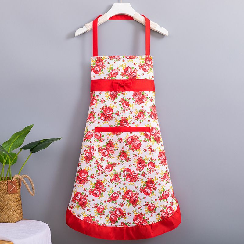 Korean-style apron, floral apron, women's apron, breathable apron, oil-proof apron, kitchen apron, apron set, adjustable apron โ image 3