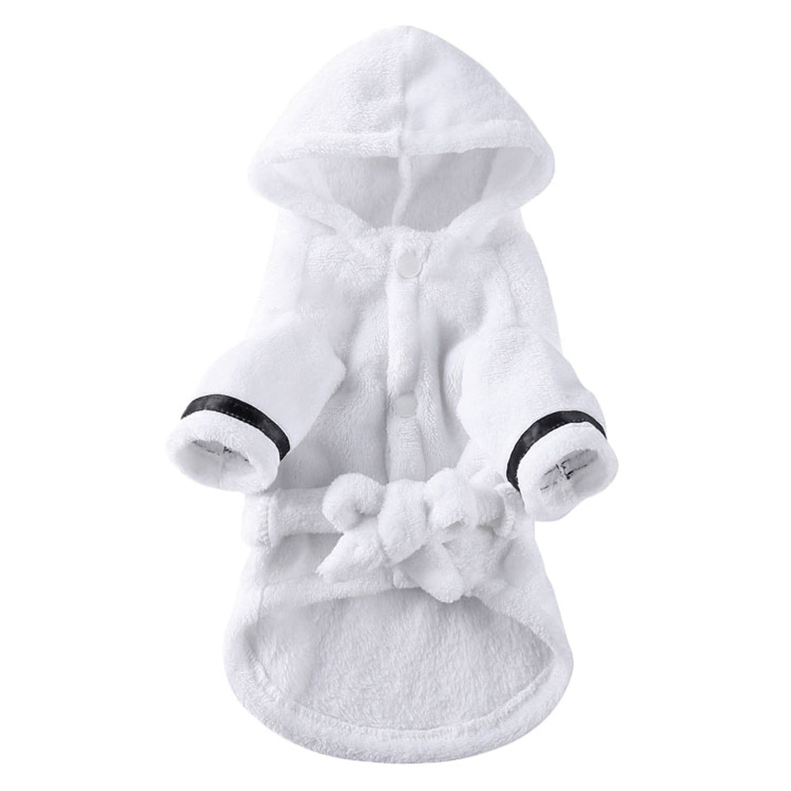 Pet Bathrobes, Pajamas ! Dog Cat Bathrobe Pet Clothes Hotel Bath Towel Pet Bathrobe Nightgown Pajamas (Army Green, L) L White