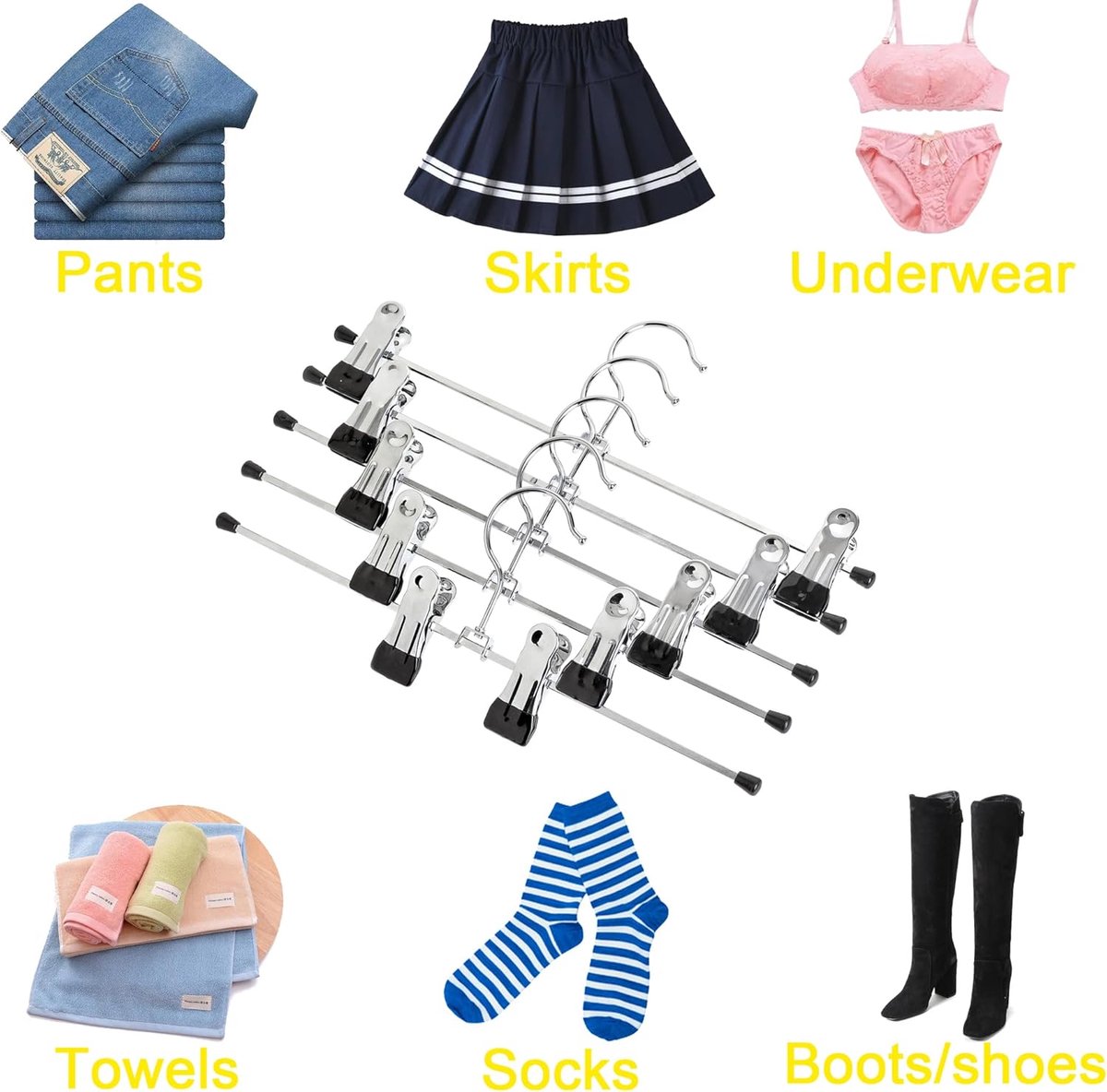 Set of 12 Clothes Hangers - Trouser Hangers - Chrome Iron Metal Hangers - Trouser Hanger - Clothes Hanger - 30cm - Skirt Hangers - Non-Slip Hanger — image 5