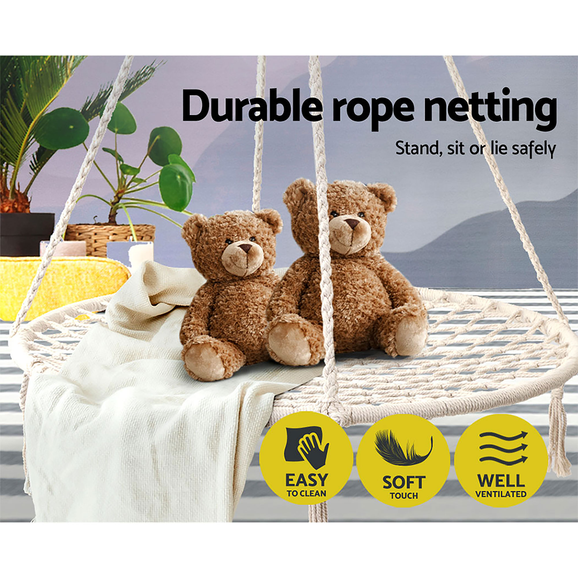 Gardeon Hammock Chair Outdoor Tree Swing Nest Web Hanging Seat 100cm โ image 5