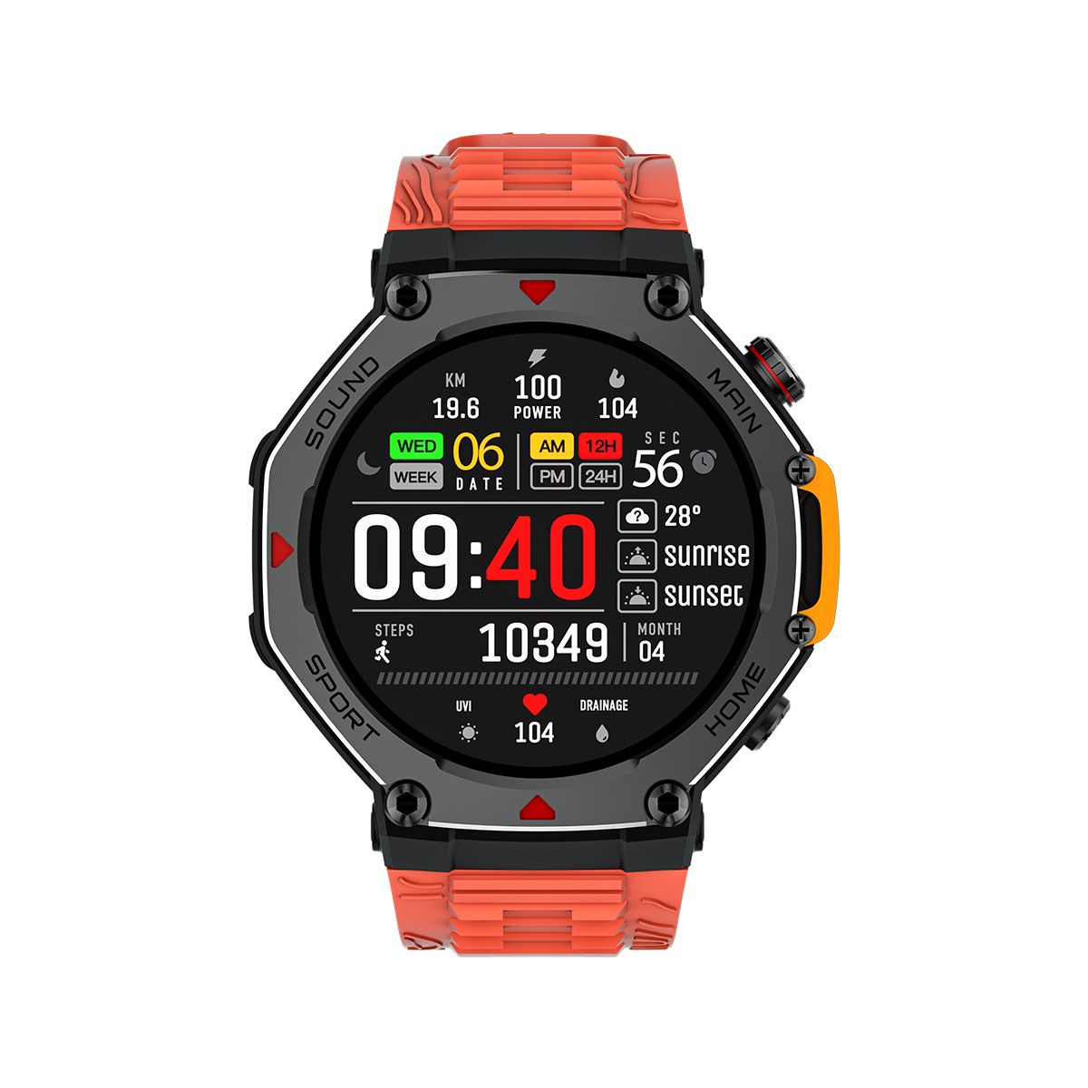 M-Rex4 Men Rugged GPS Smart Watch, 5ATM Waterproof Bluetooth Call Fitness Tracker Heart Rate Sleep Monitor,Orange Red — image 2