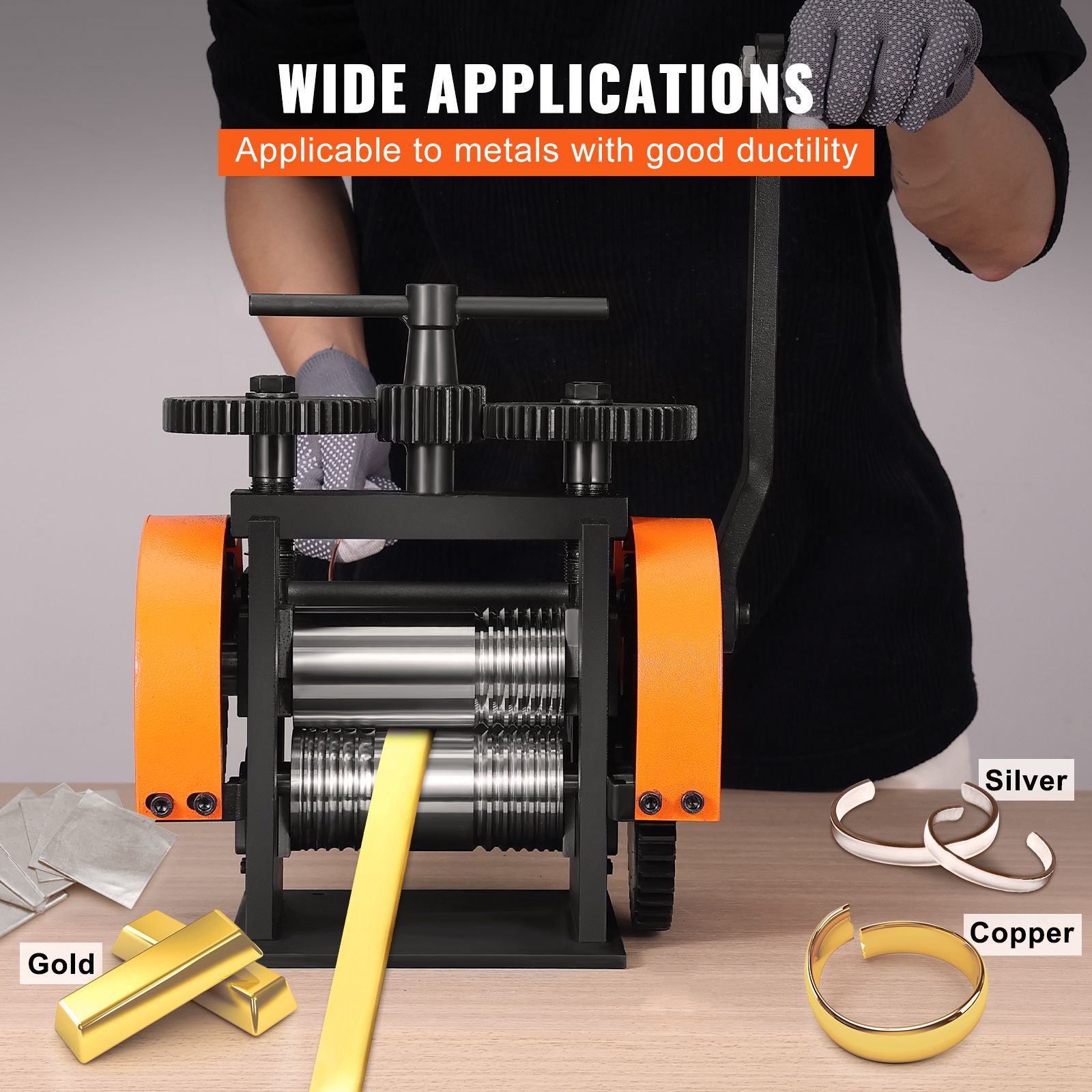 Rolling Mill, 1.77"/45 mm Jewelry Rolling Mill Machine, 1: 2.4 Gear Ratio, 3-in-1 Multi-function Rolling Mill, 0-6 mm Press Thickness for Metal Jewelry Making โ image 6