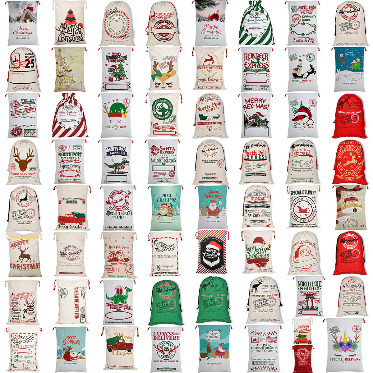 Large Christmas XMAS Hessian Santa Sack Stocking Bag Reindeer Children Gifts Bag, Cream - Santa Express โ image 2