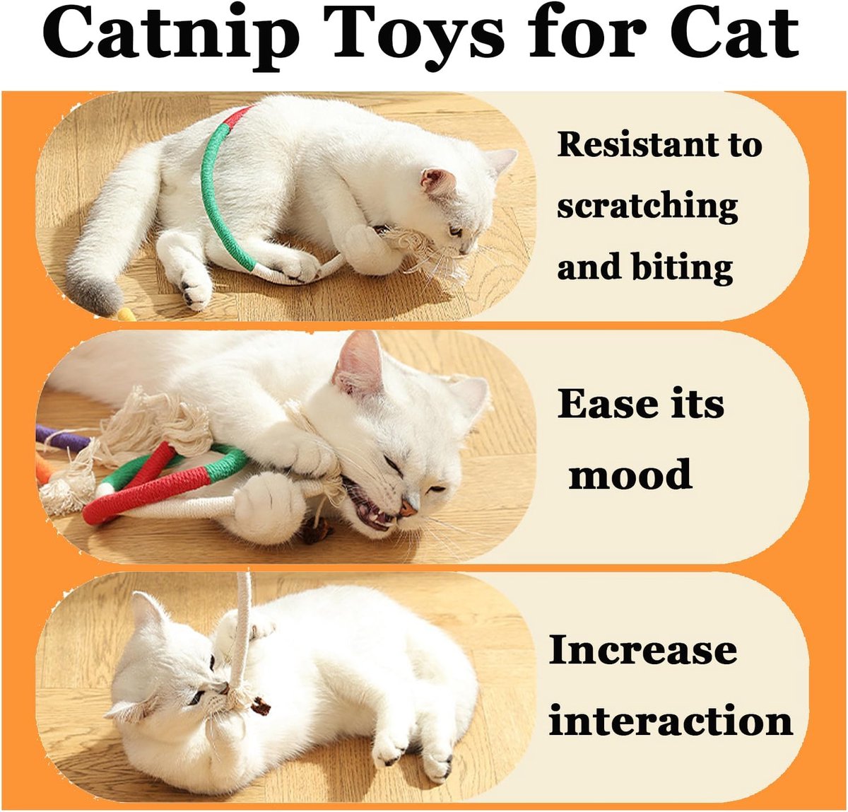 Cat Toys - 4 Pieces Cat Teeth Cleaning Toys - Cat Toy Chew Ropes - Toys For Cats - Indoor/Outdoor Interactive Ropes & Catnip Toys - with Catnip - for — image 6