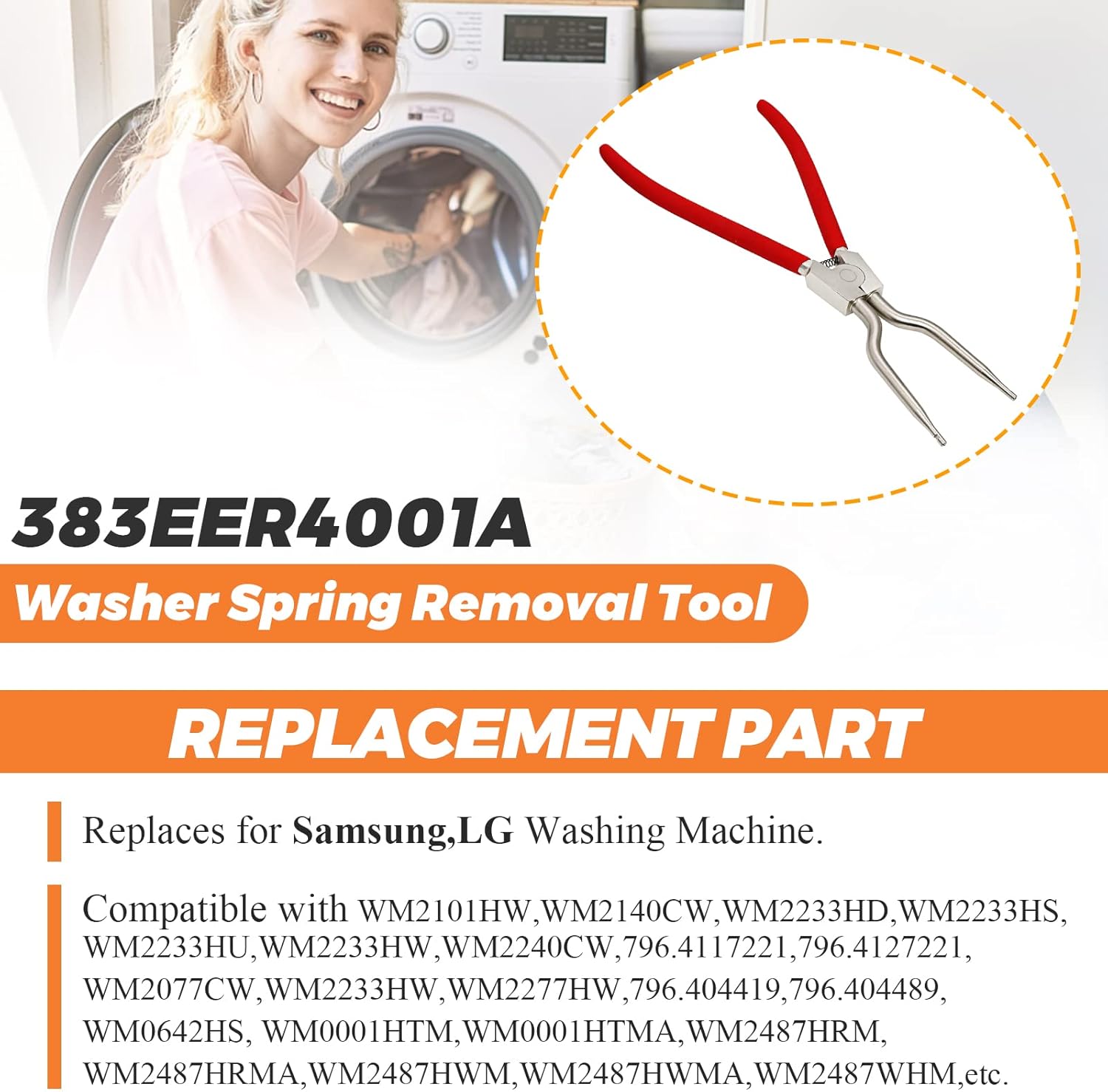 383EER4001A Washer Inner/Outer Tub Spring Expansion Tool by - Replacement for L-G Samsung Washing Machine - Solid Metal Washer Spring Expansion Tool can spread — image 6