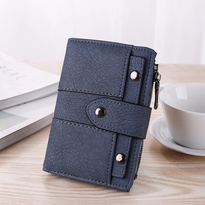 The New Trendy Foldable Small Wallet Women Leather Card Holder Wallet Light Green โ image 4