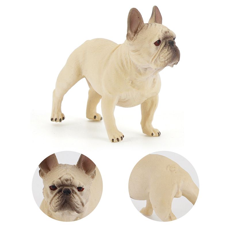 Realistic Lifelike French Bulldog Puppy Statue 6.5CM Tall Frenchie Dog Animal Collectible-Pet Decorations Artificial Dog PVC