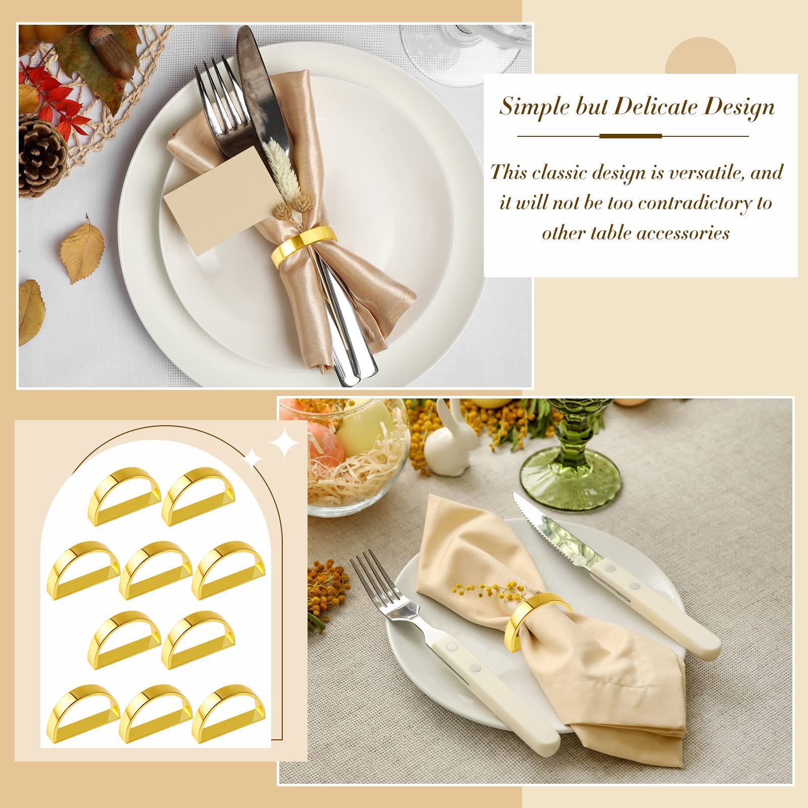 10 Pcs Stainless Steel Napkin Rings Metal Napkin Ring Holders Modern Ring Holder Buckles for Dinner Table Decor, Wedding โ image 3