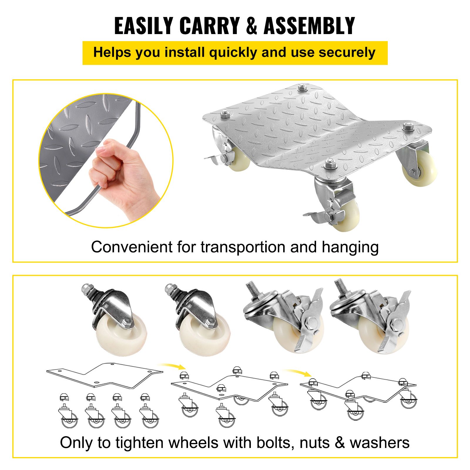 2 Pcs Tire Wheel Dollies 12"X16" Platform Size Wheel Car Dolly 3" Caster Wheel Dolly for Vehicle Car Auto Repair (2 Pcs) — image 6