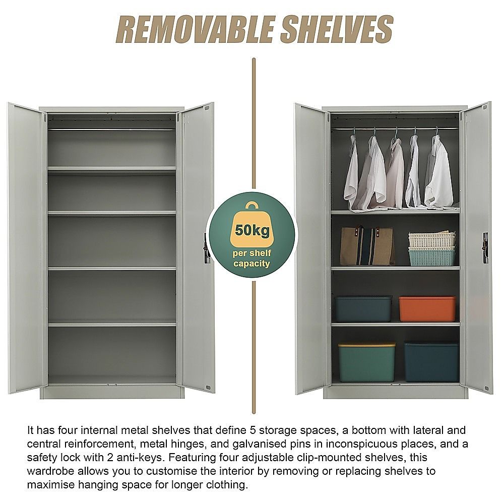 Two-Door Metal Cabinet Shelf Storage for Home Office Gym โ image 5