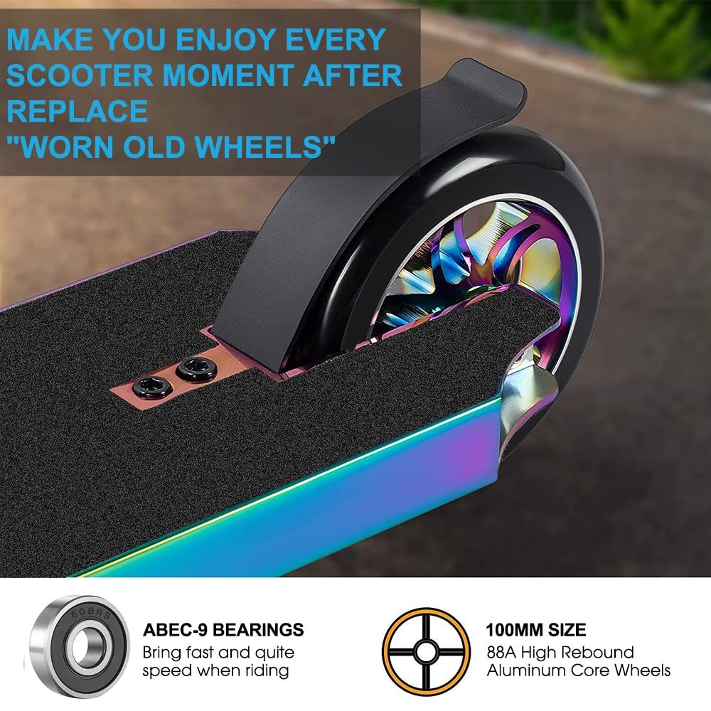 100mm Scooter Wheels - Pro Scooter Wheels 100mm Pair -100mm Metal Scooter Wheels Replacement - Pro Scooter Wheels 100mm — image 4