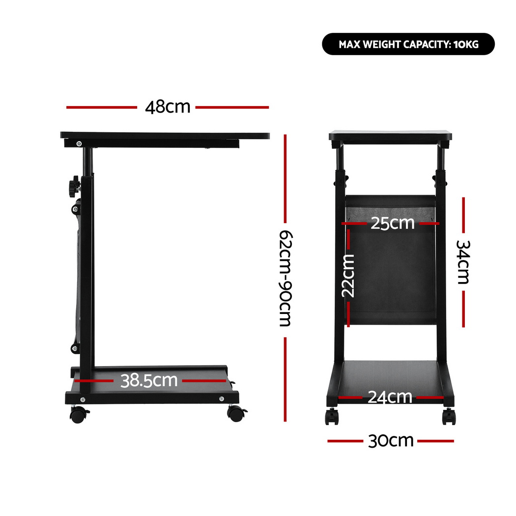 Artiss Laptop Desk Height Adjustable Mobile Workstation Computer Desks 48CM Black — image 2