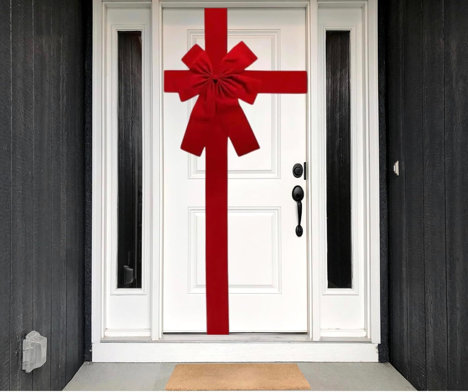 Christmas Door Ribbon Bow Large Red Christmas Wreath Bow Festival Wrapping Decorations for Tree Fireplace Home Front Door Party Supplies (Red,1) โ image 2