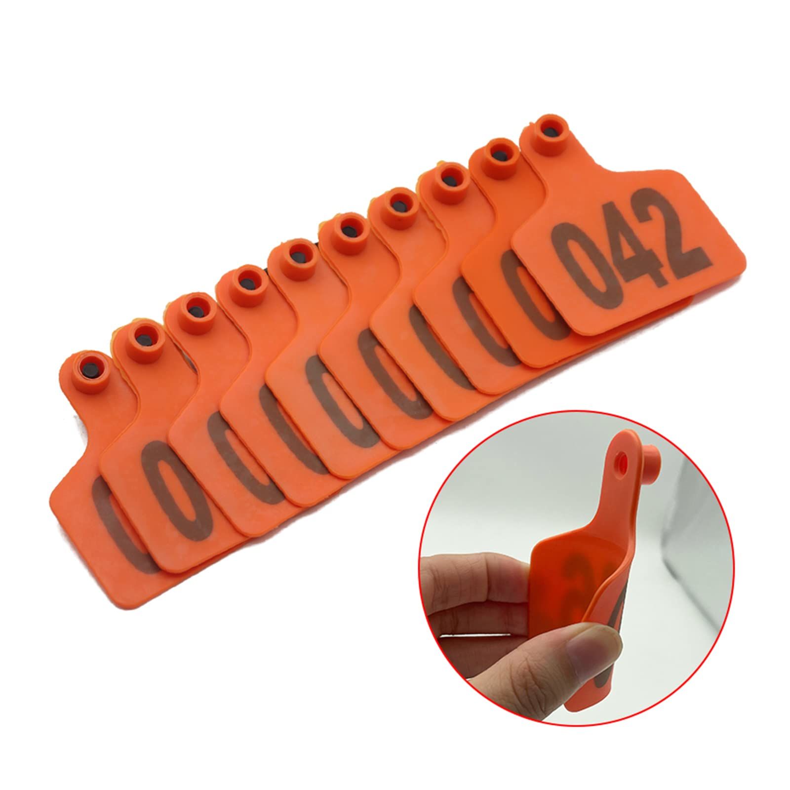 100PCS Cattle Ear Tags Numbered 001-100, Plastic Livestock Animal Ear Tag for Cows Sheep Animal Identification Earring Tagger — image 3