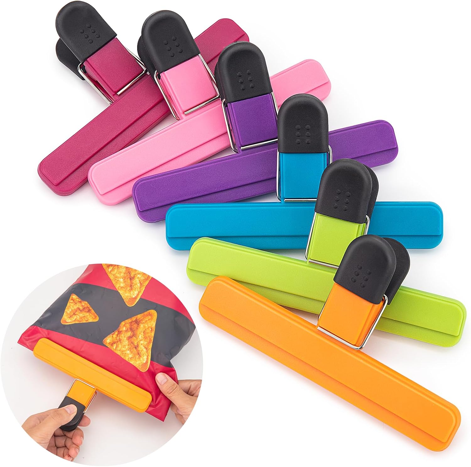 6 Pack Chip Bag Clips, Large Bags Clip for Food Storage, Snack Clips for Chips and Other Food Bags, Plastic Heavy Duty Sealing Clip for Home, Office and More(6