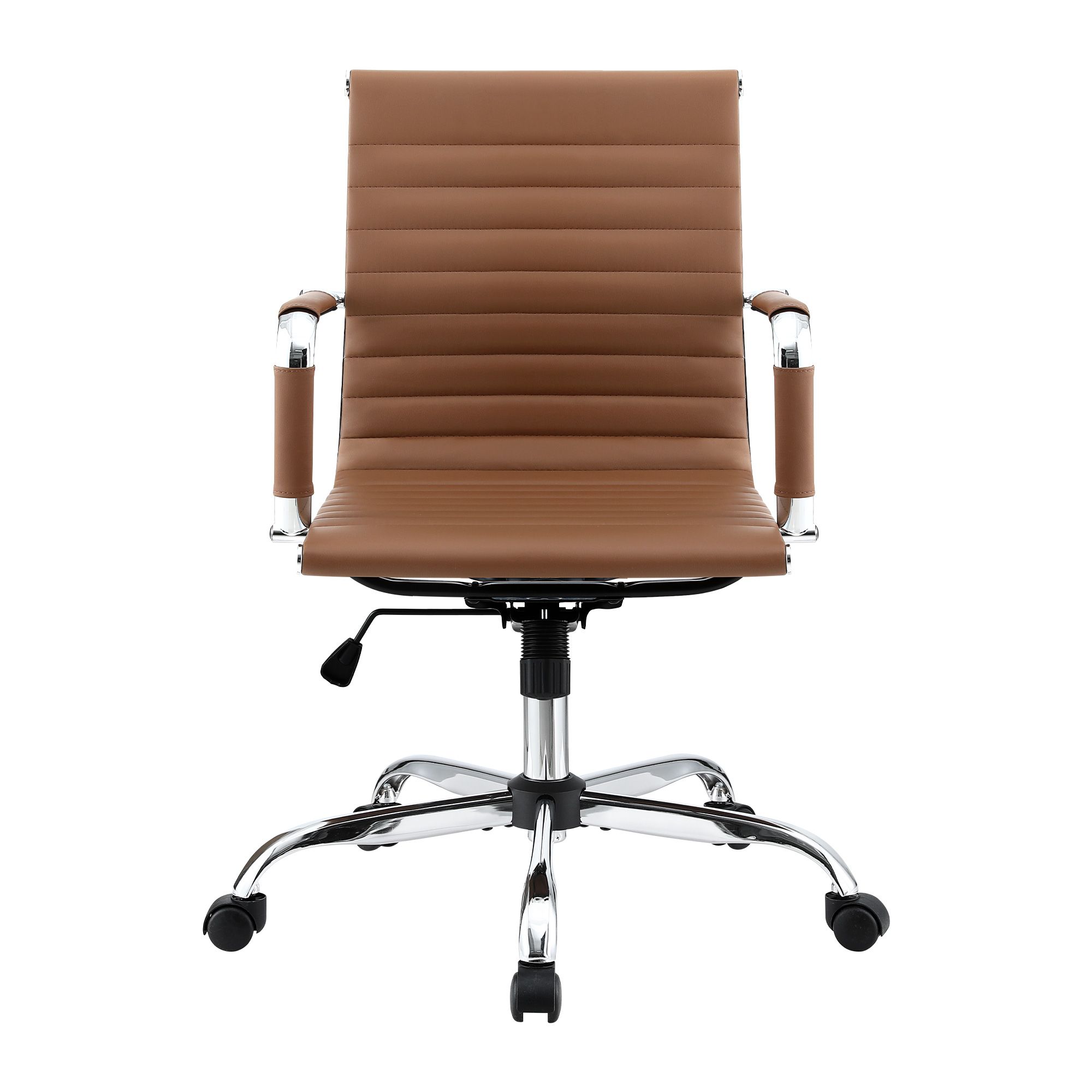 Artiss Office Chair Conference Chairs PU Leather Mid Back Brown — image 3