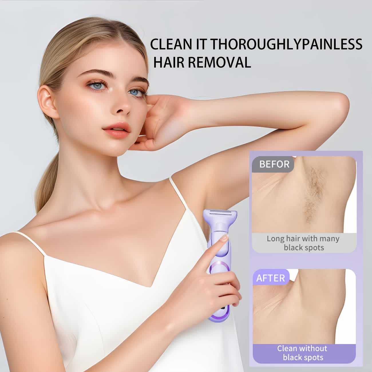 Women's Whole Body Electric Hair Removal Device, Painless Hair Removal, Type-C Fast Charging .pink — image 4