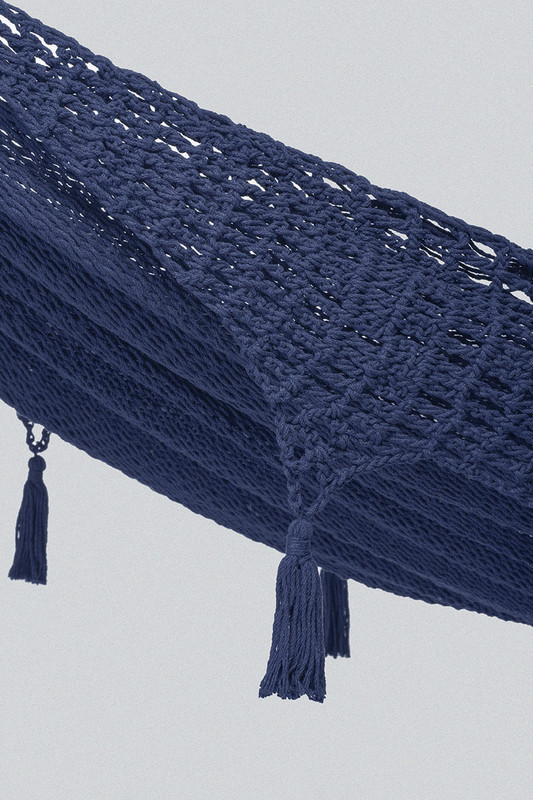 Outdoor undercover cotton Mayan Legacy hammock with hand crocheted tassels King Size Blue โ image 4