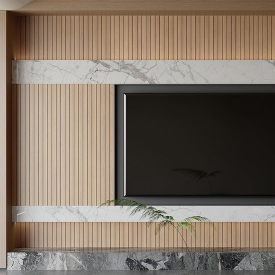 2 Pack Peel and Stick Oak Wood Slat Feature Wall Panels 300x40cm Each | DIY TV Headboard PVC Decor Wall Liner for Interior Wall & Ceiling Makeover（1037B-18） — image 4