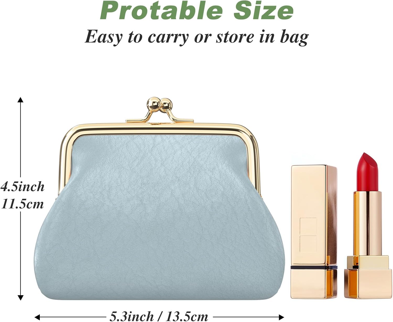 Coin Purse, Small PU Leather Change Purse, Coin Purse Wallet with Clasp, Car Coin Holder Pouch for Woman Men Kids Girls, Blue โ image 3