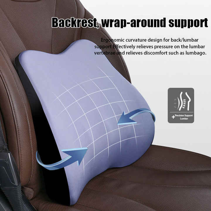 Black Memory Foam Car Seat Neck and Lumbar Support Set – Ergonomic Cushion for Office, Home, and Driving — image 3