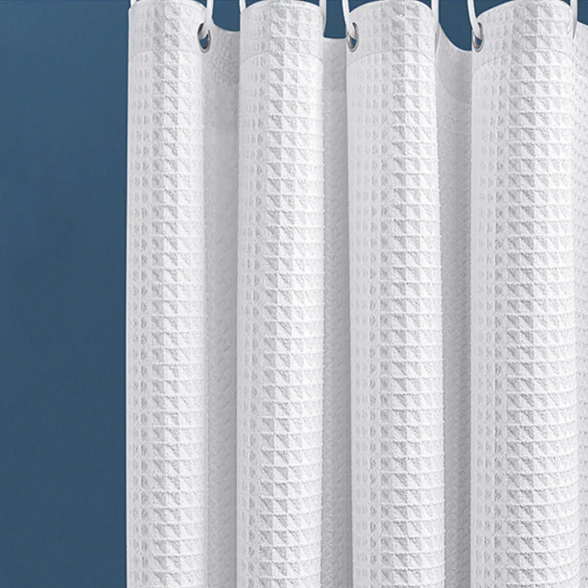 Cold White Waffle Shower Curtain Waterproof Bathroom Curtain Perforation Free — image 4