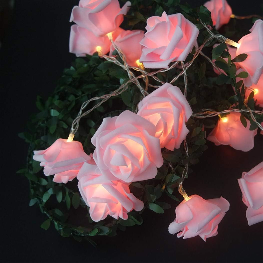 50 Pink Rose 3D Fairy Lights 5M LONG String, Battery (AA) Indoor & Outdoor Decorations Wedding Valentines Romantic Room Table Lighting โ image 3