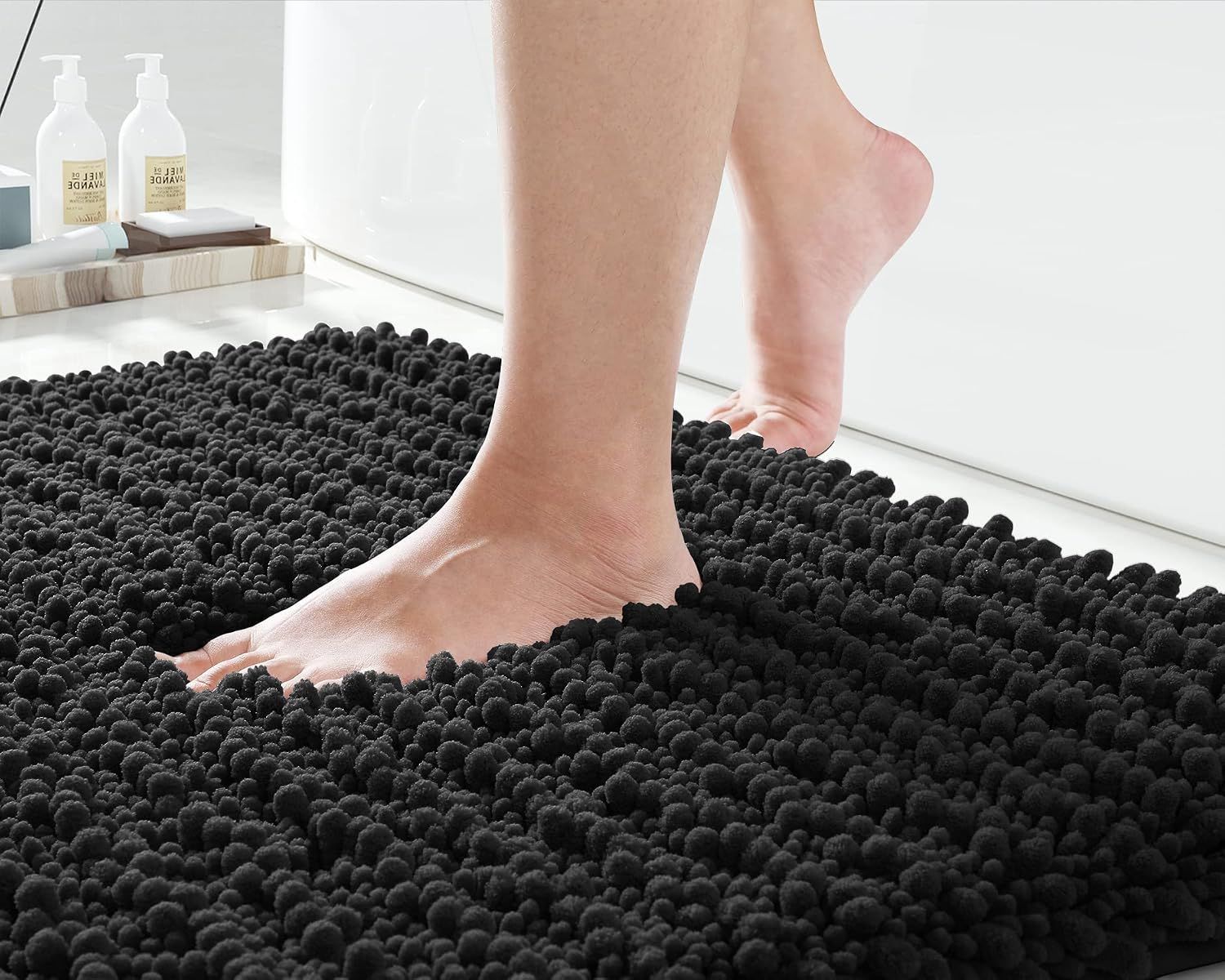 Original Luxury Shaggy Bath Mat Large Size + U-Shaped, Soft and Cozy, Super Absorbent Water, Non-Slip, Machine Washable, 61 × 43 cm, 61 × 51 cm — image 2