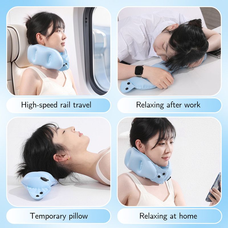 Portable Inflatable Travel Neck Pillow, Nap Pillow, Comfortable Neck Support for Long Trips, Easy to Pack for Business Trips and Travel, Foldable and Slim — image 6