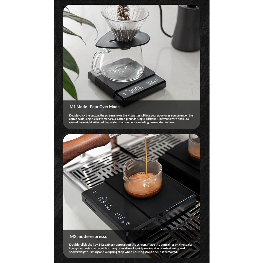 Espresso Scale with Timer,Small Coffee Scale with Solid-Liquid Detection,Auto Tare Digital Coffee Bean Scale,0.1g Accurate Weighting,3 Mode,Black(0.3g-2000g) — image 3