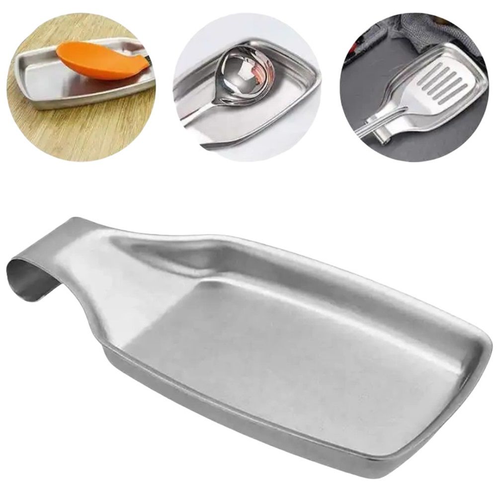 Stainless Steel Spoon Rest Set of 2 for Kitchen Stove Top, Large Cooking Utensil Spatula Ladle Holder with Square Bottom, Accessories for Kitchen Countertop — image 2