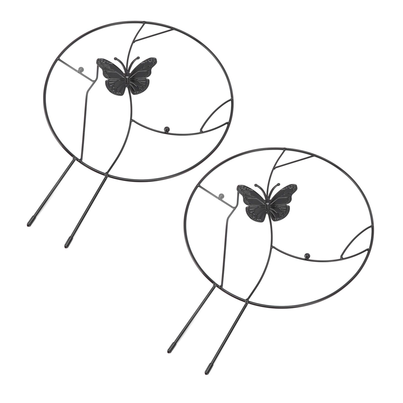 2PCS Flower Plant Support Stand Iron Climbing Frame for Home Garden Round Ring Design Black โ image 6