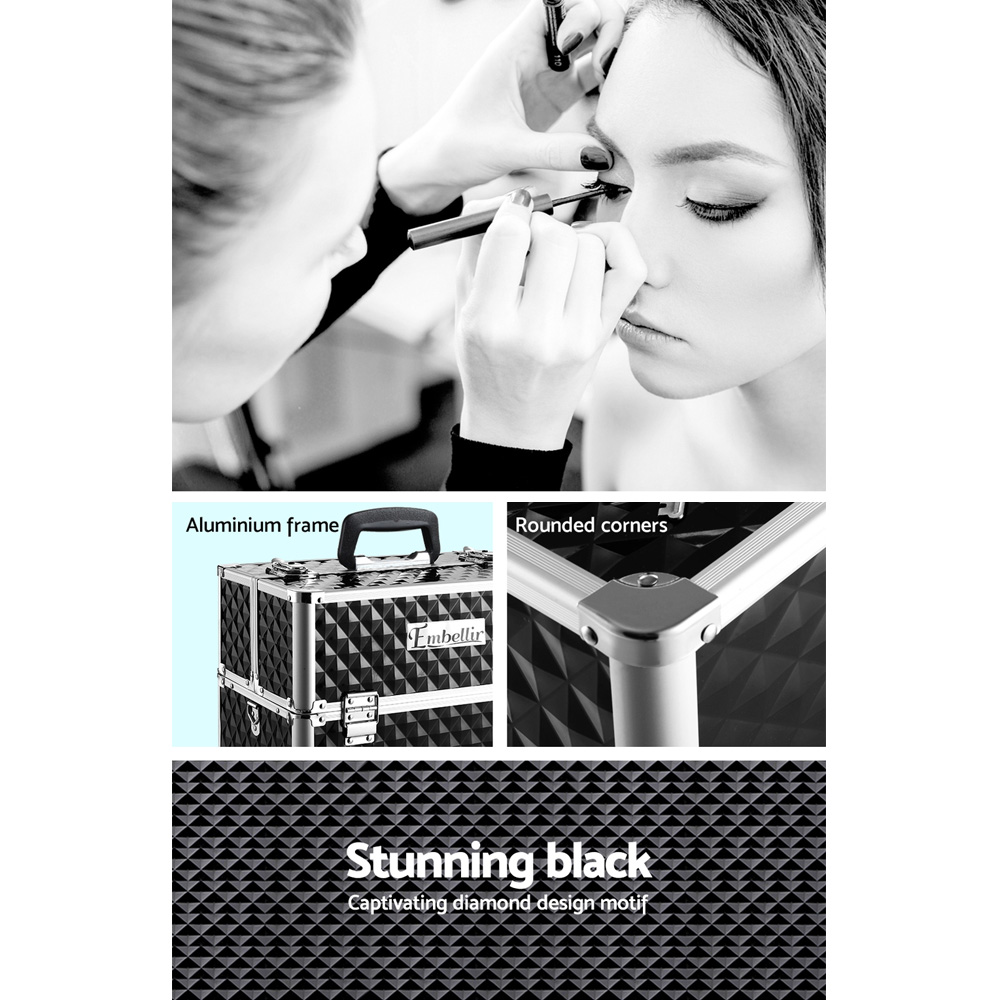 Embellir Portable Cosmetic Beauty Makeup Case - Diamond Black — image 6