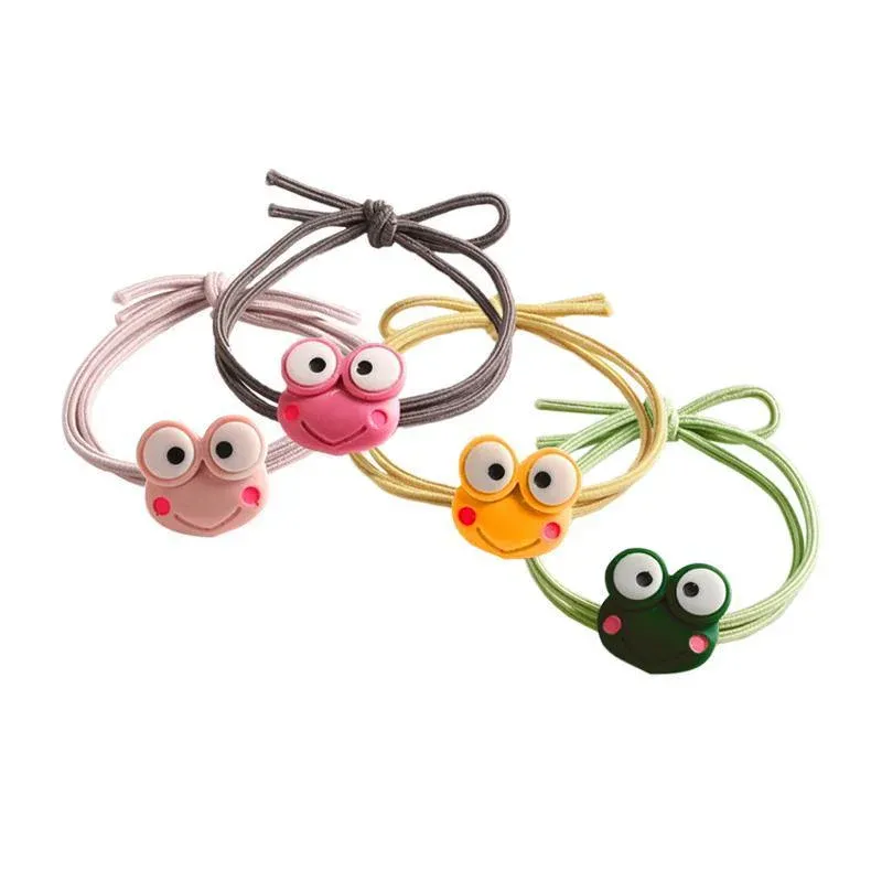 Cartoon Hair Rubber Hair Ring Frog Head Rope Hand Strap Couples Girl Hair Rope - Pink โ image 3