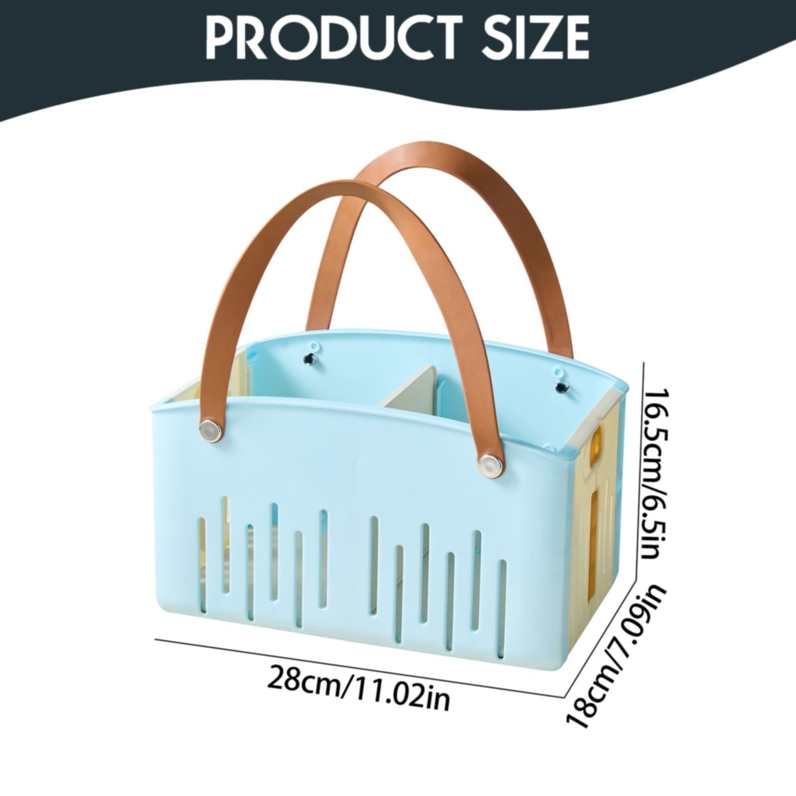Cotton Rope Storage Basket with PU Leather Handles, Woven Organiser for Toys, Laundry, Blankets, 25.5 × 17 × 25 cm, White — image 2